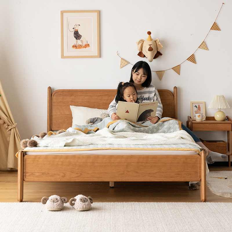 Woody Prime Cherry キッズ用木製シンプルベッド | 安全性とデザイン性