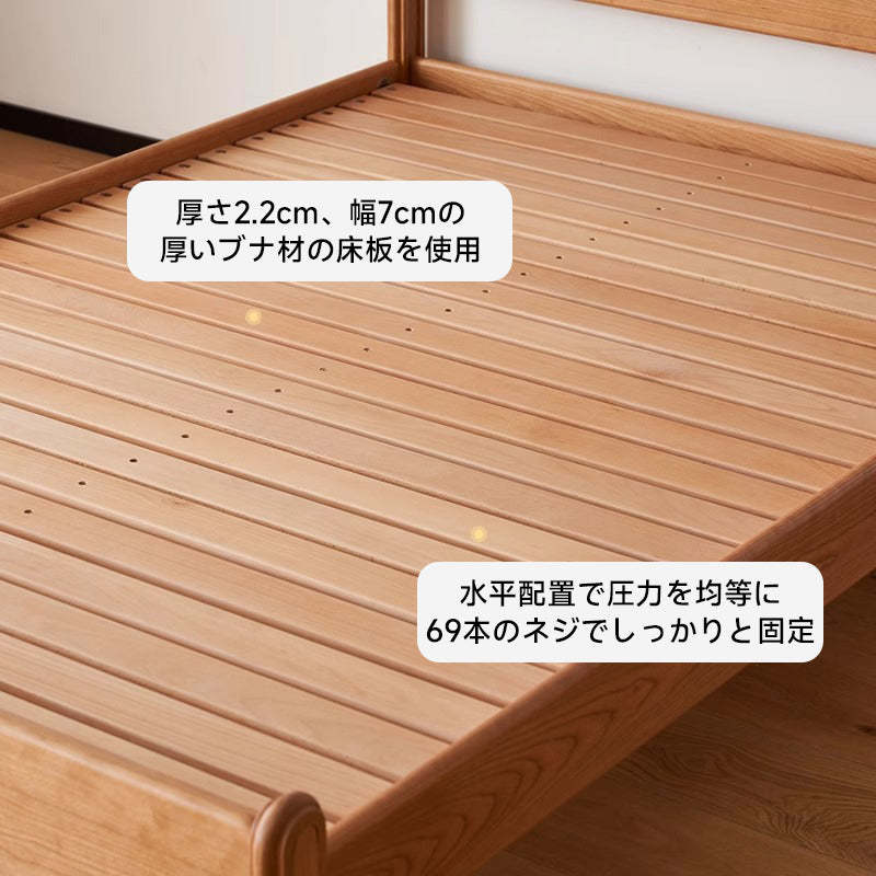 チェリー材 キッズ用木製シンプルベッド