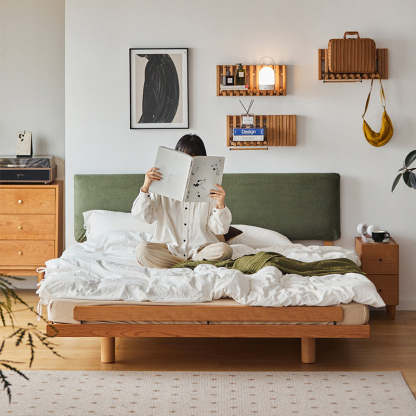 Woody Prime Cherry サイドフレームレスベッド | 省スペースで広々と