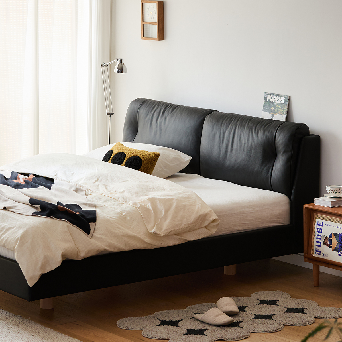 本革ヘッドボードベッド