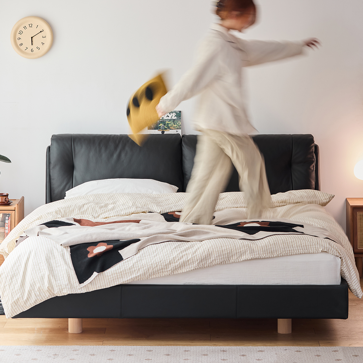 本革ヘッドボードベッド