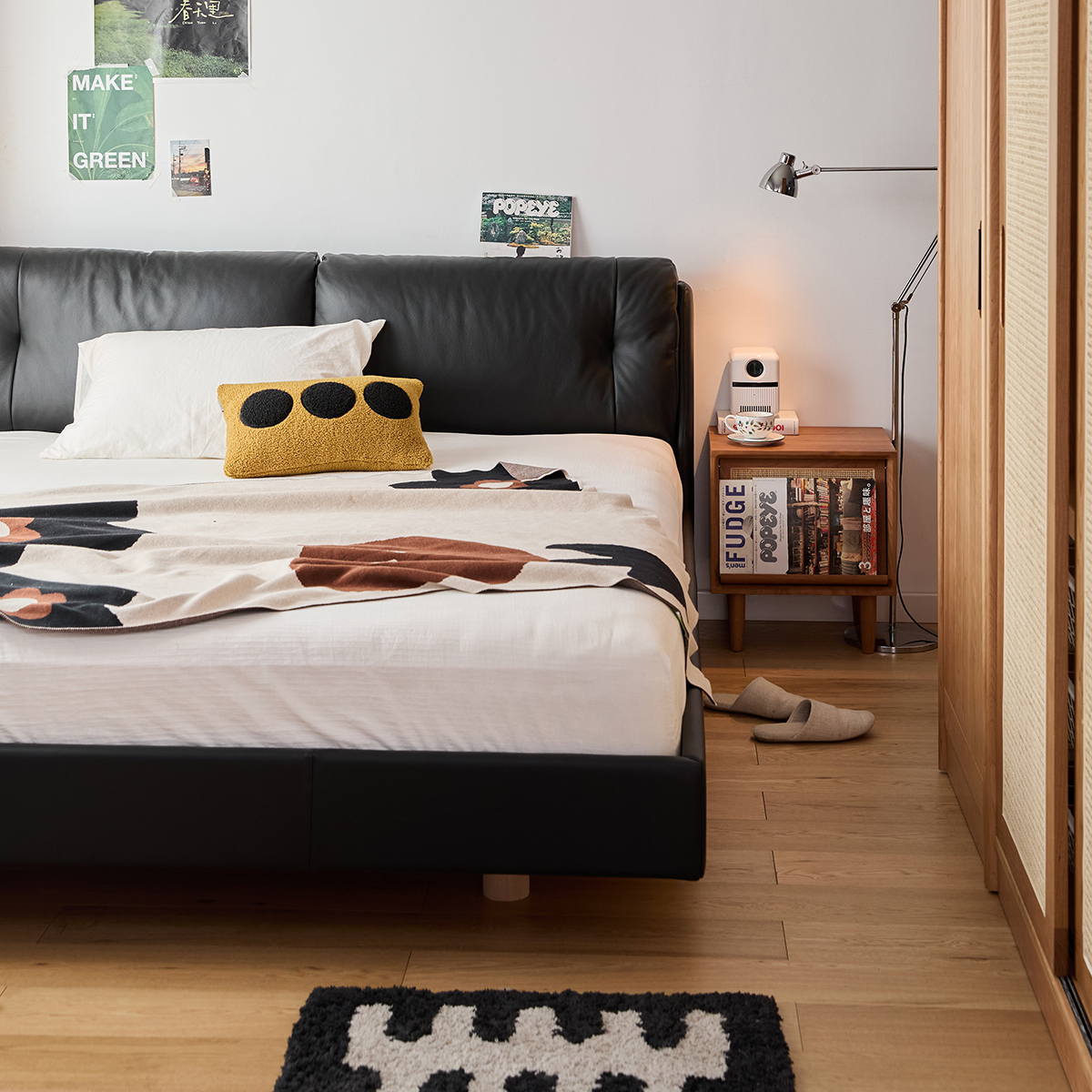 本革ヘッドボードベッド