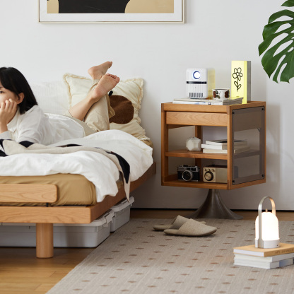 Woody Prime Cherry 回転式サイドキャビネット