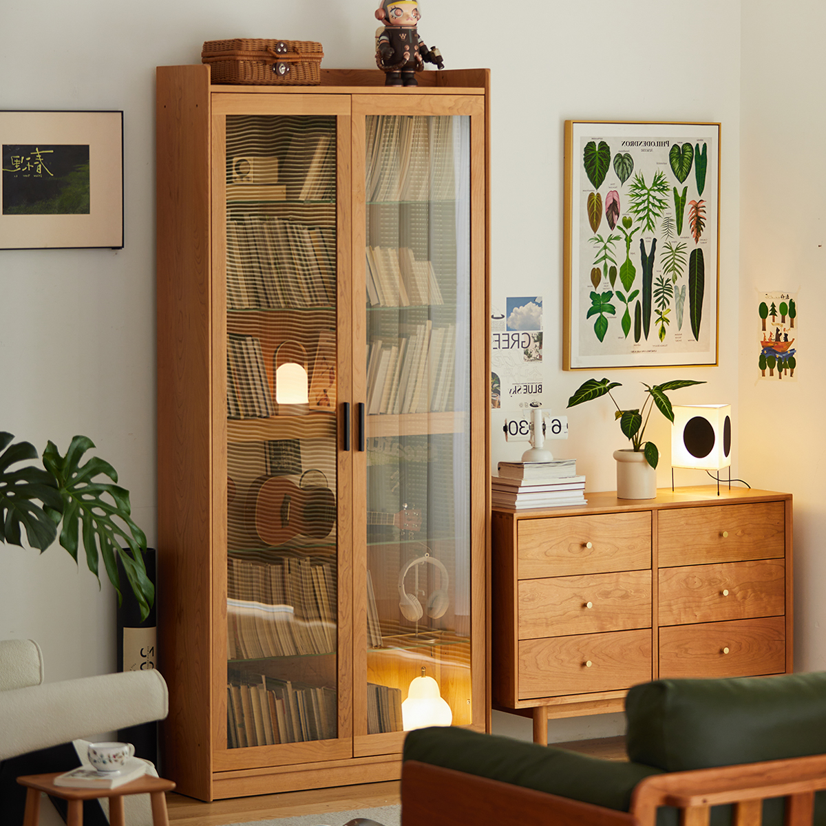 Woody Prime Cherry 背付き角丸チェリーウッドダイニングベンチ | 木目