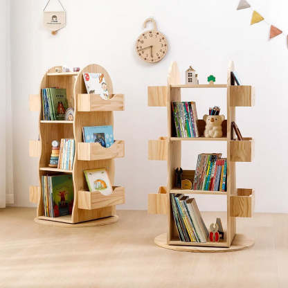 天然木360度回転式本棚 – CAGUUU