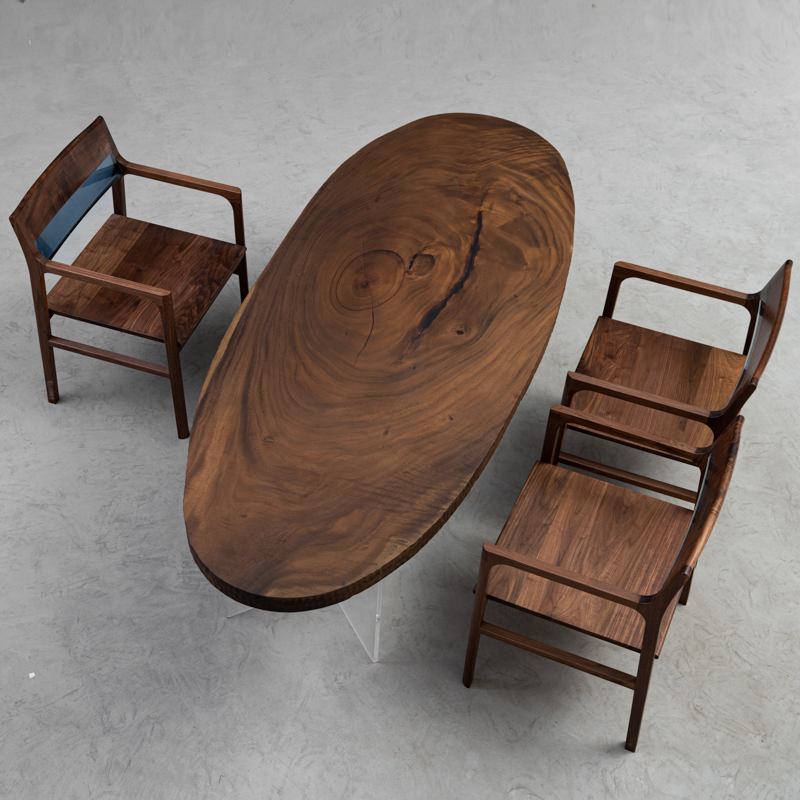 Ever Wood 木製楕円形ダイニングテーブル天板