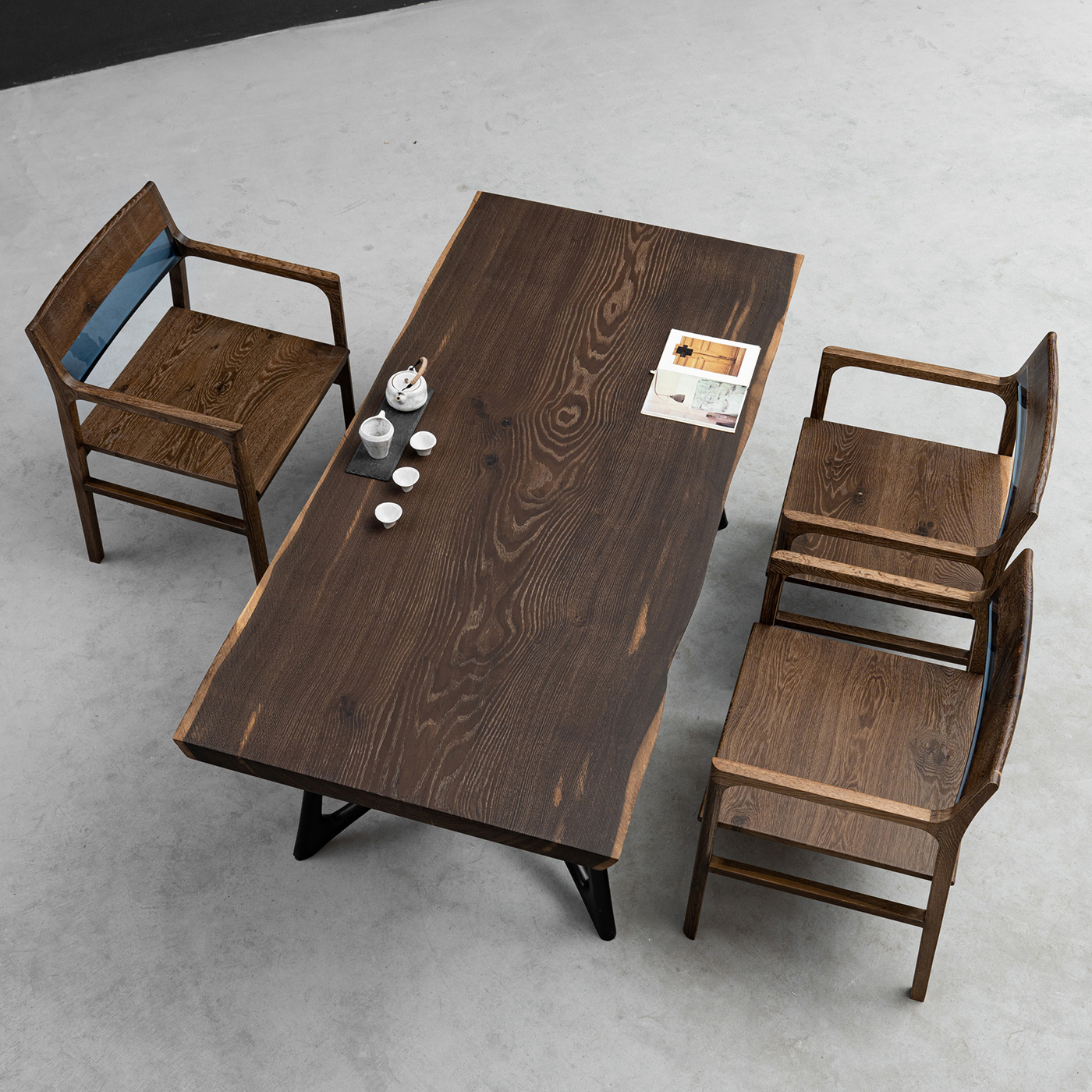 【手付金】Ever Wood モダン調ホワイトオーク一枚板テーブル天板