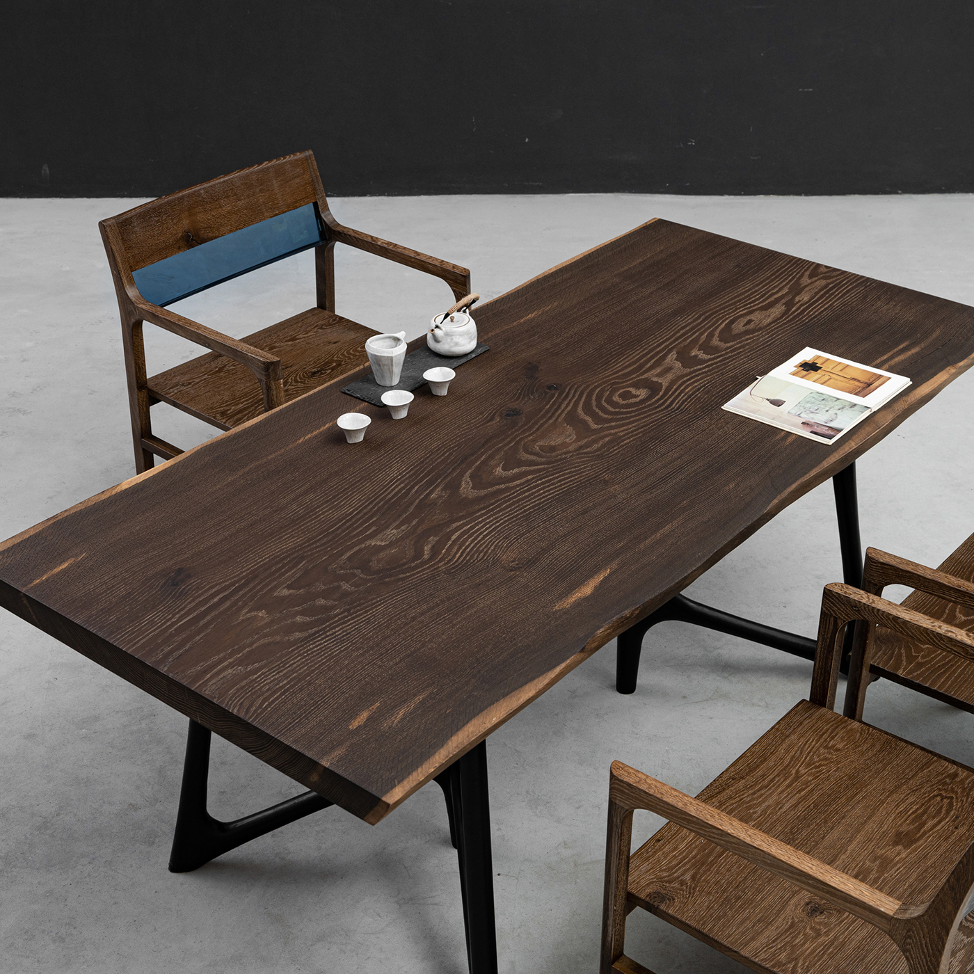 【手付金】Ever Wood モダン調ホワイトオーク一枚板テーブル天板