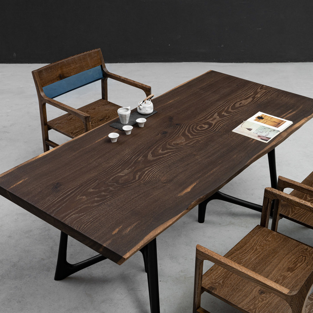 Ever Wood モダン調ホワイトオーク一枚板テーブル天板