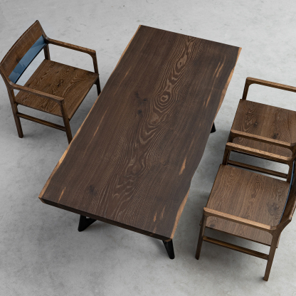 【手付金】Ever Wood モダン調ホワイトオーク一枚板テーブル天板