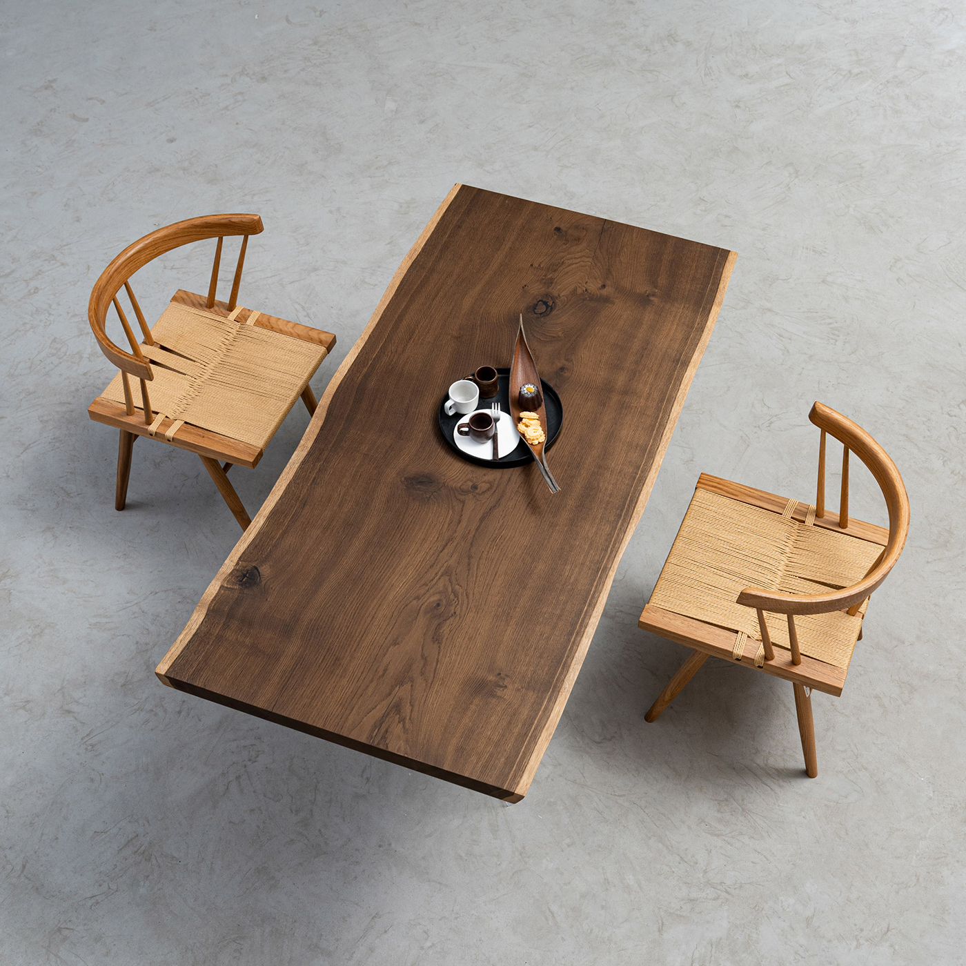 【手付金】Ever Wood モダン調ホワイトオーク一枚板テーブル天板