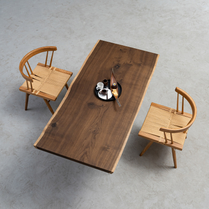 【手付金】Ever Wood モダン調ホワイトオーク一枚板テーブル天板