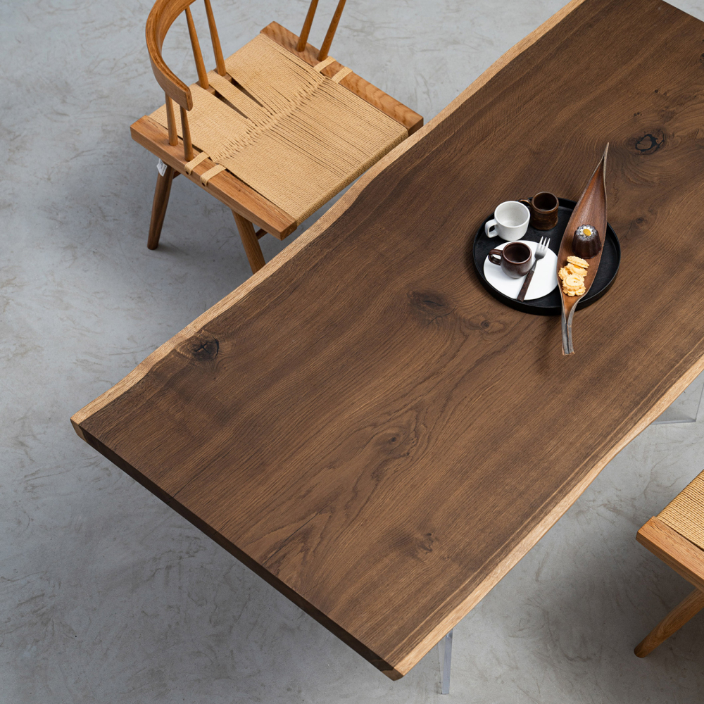 Ever Wood モダン調ホワイトオーク一枚板テーブル天板