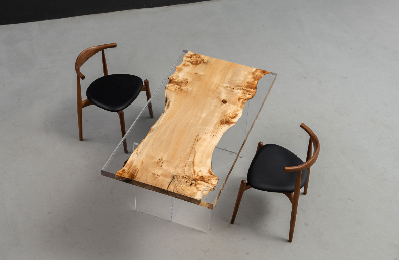 手付金】Ever Wood ポプラ製クリアリバーテーブル天板 | ユニークな