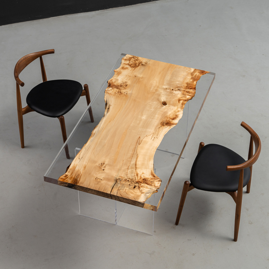 Ever Wood ポプラ製クリアリバーテーブル天板