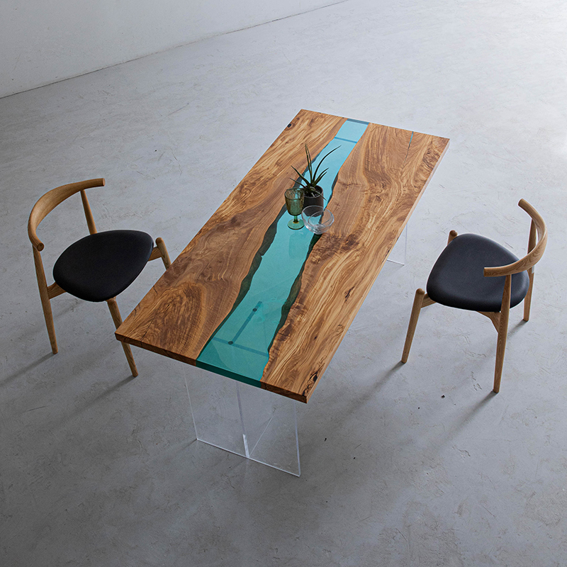 Ever Wood オリーブ製リバーテーブル天板