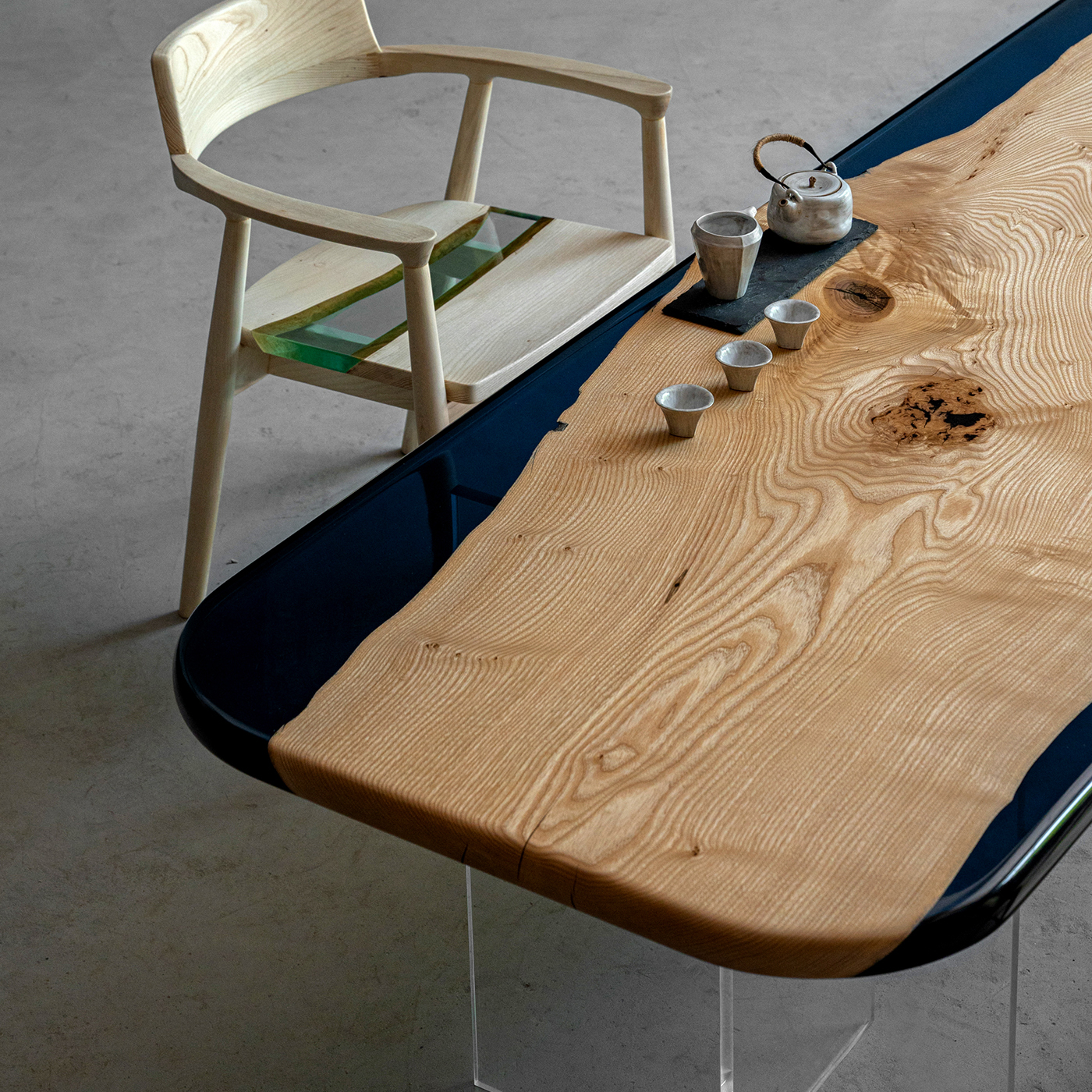 【手付金】Ever Wood ホワイトアッシュ製ローテーブル天板