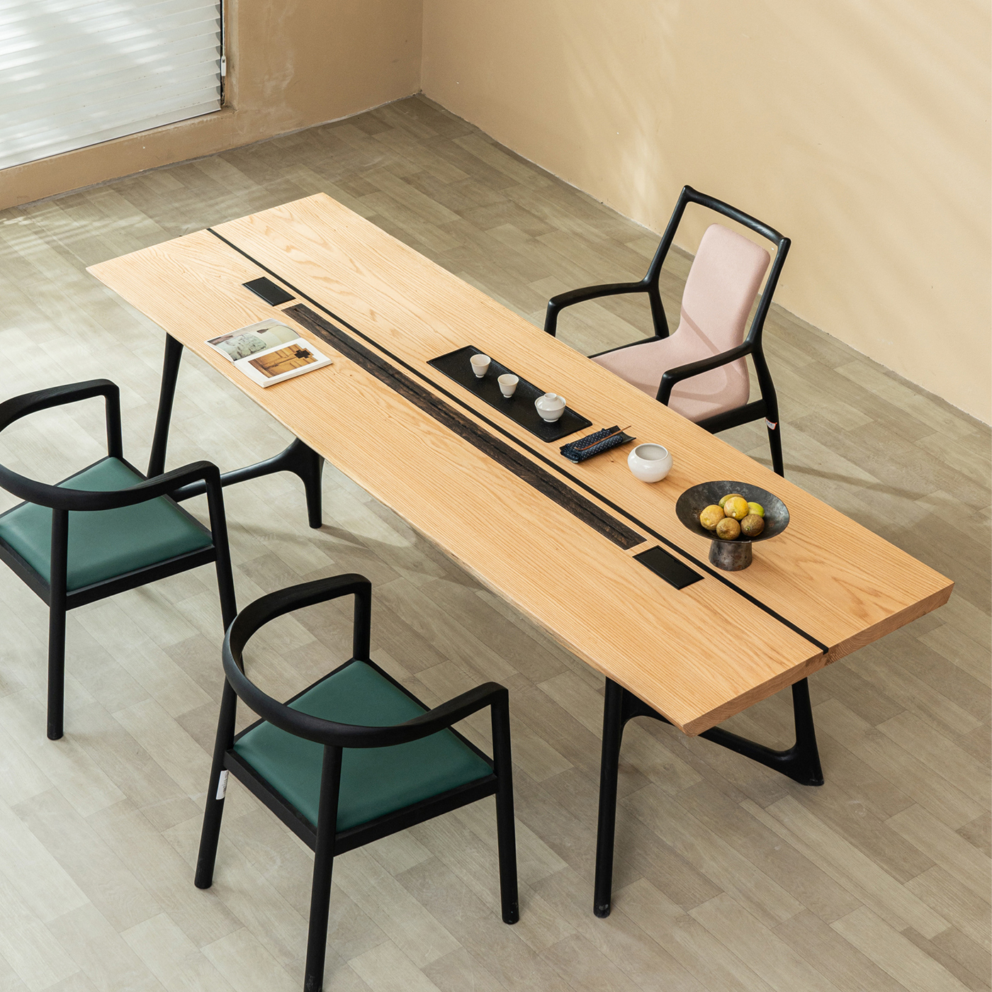 【手付金】Ever Wood レッドオーク製ロングテーブル天板