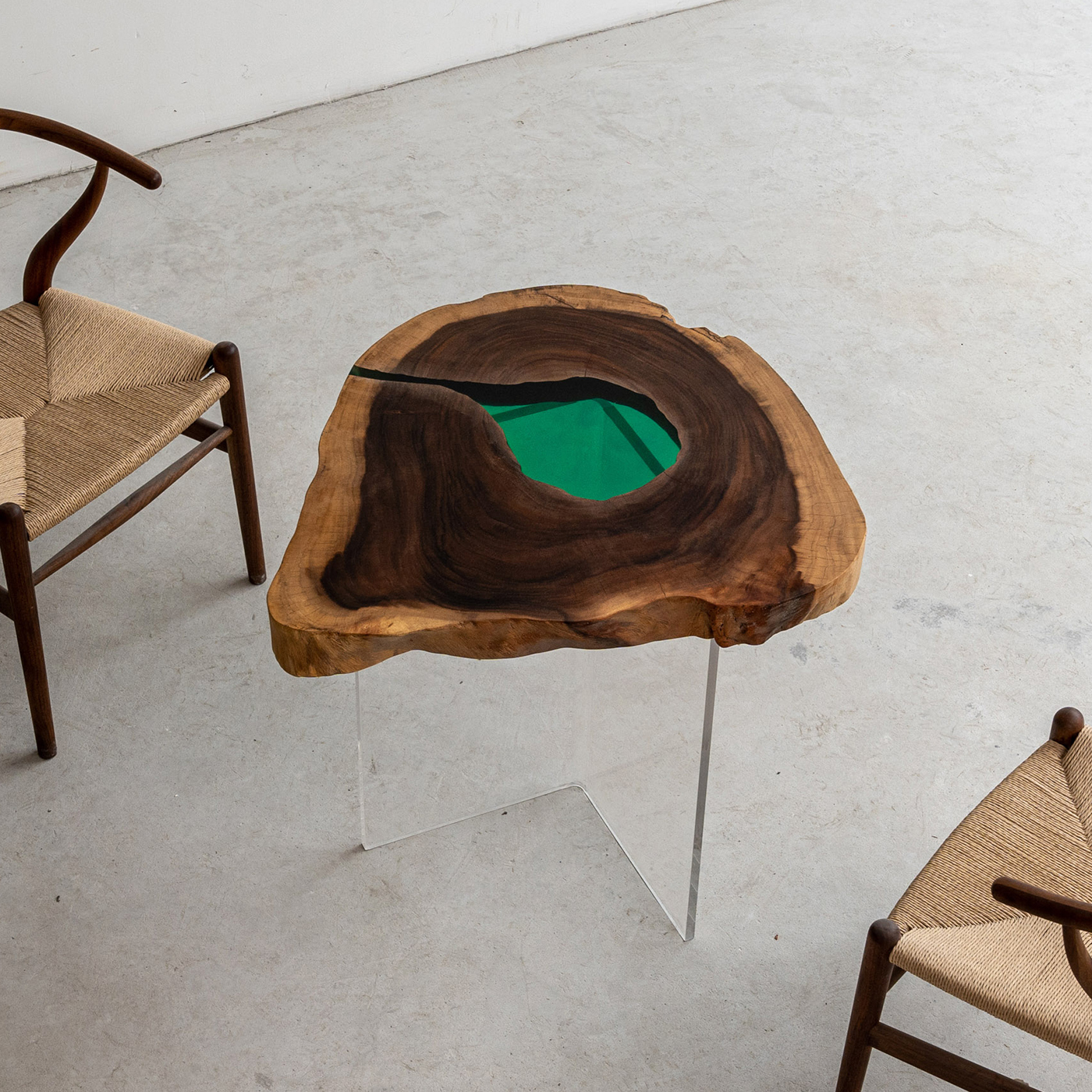 【手付金】Ever Wood 木製T型脚ローテーブル天板