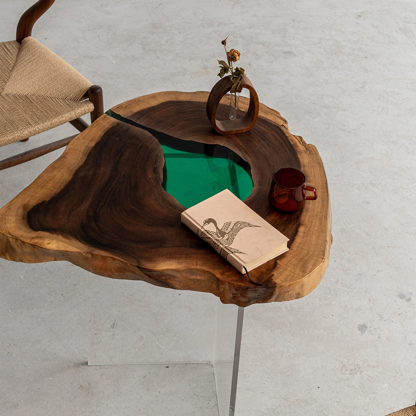 【手付金】Ever Wood 木製T型脚ローテーブル天板