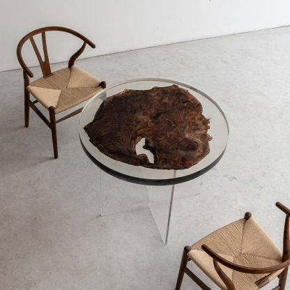 【手付金】Ever Wood ウォールナット製T型脚ローテーブル天板