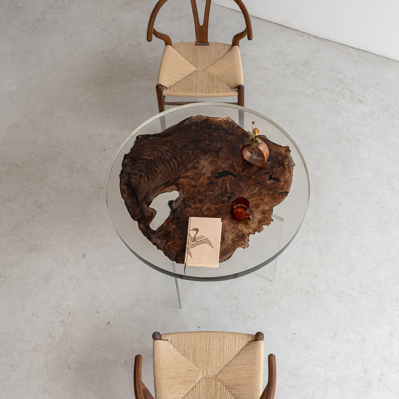 【手付金】Ever Wood ウォールナット製T型脚ローテーブル天板