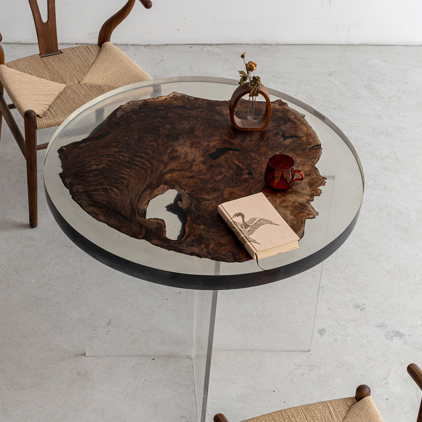 【手付金】Ever Wood ウォールナット製T型脚ローテーブル天板