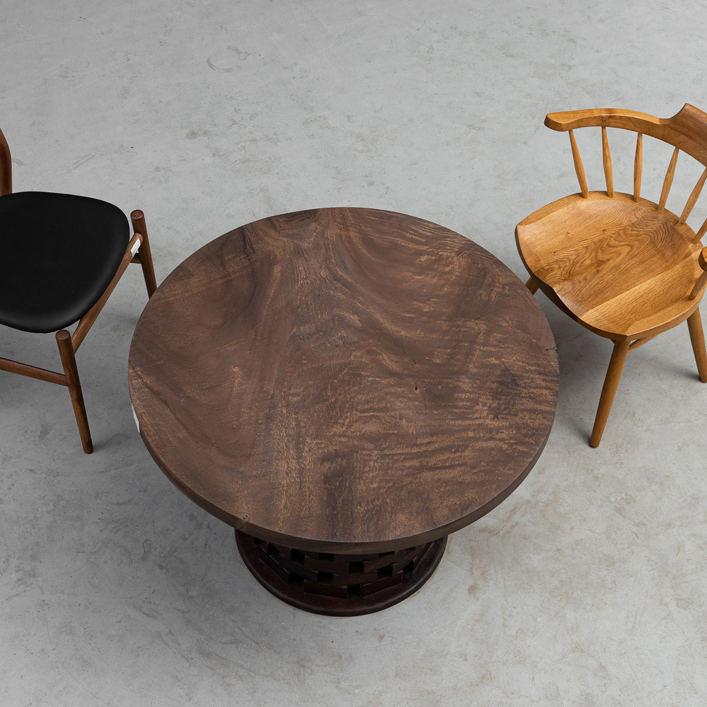 【手付金】Ever Wood 木製ブラックローテーブル天板