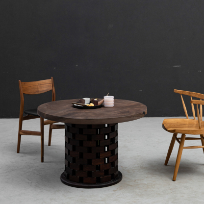 【手付金】Ever Wood 木製ブラックローテーブル天板