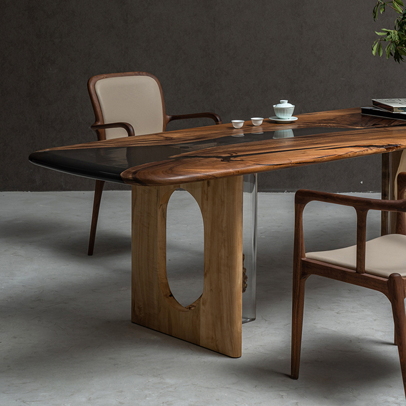 天然木クリアテーブル脚