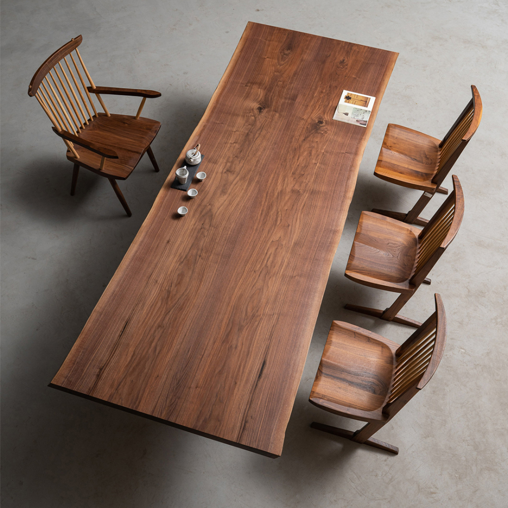 木製/ハンドメイドテーブル/ウォールナット【送料込み】 手付金】Ever Wood ブラックウォールナット製大判テーブルトップ