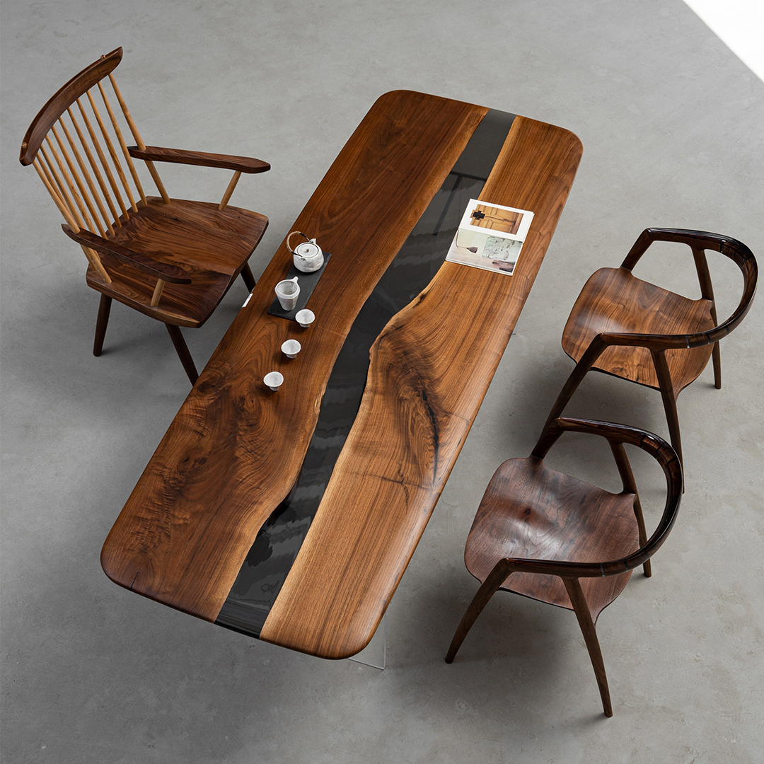 Ever Wood ブラックウォールナット製バイカラーテーブルトップ