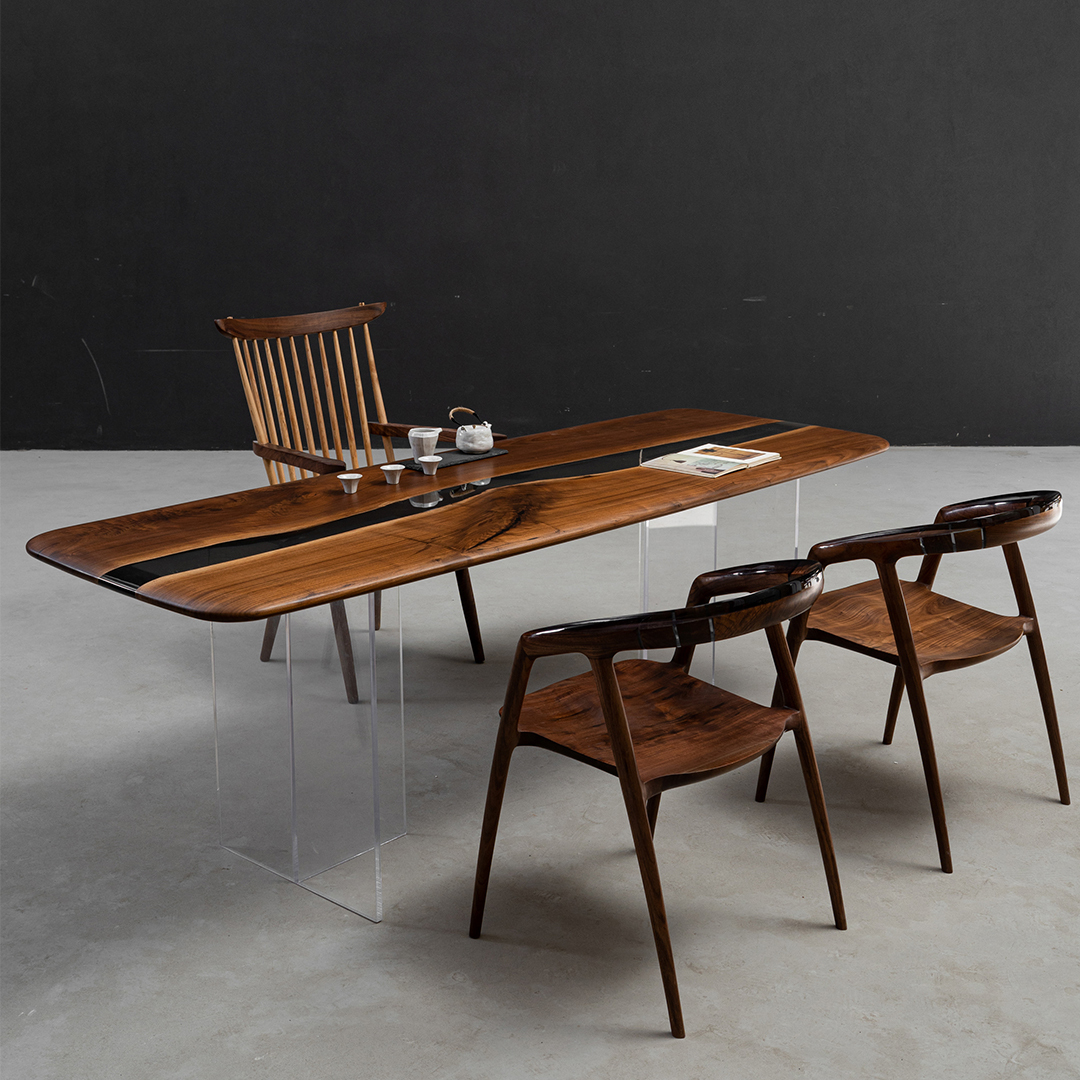 Ever Wood ブラックウォールナット製バイカラーテーブルトップ