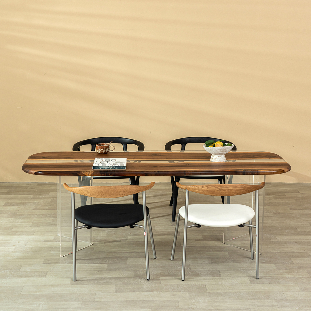 Ever Wood ブラックウォールナット製クリアテーブルトップ