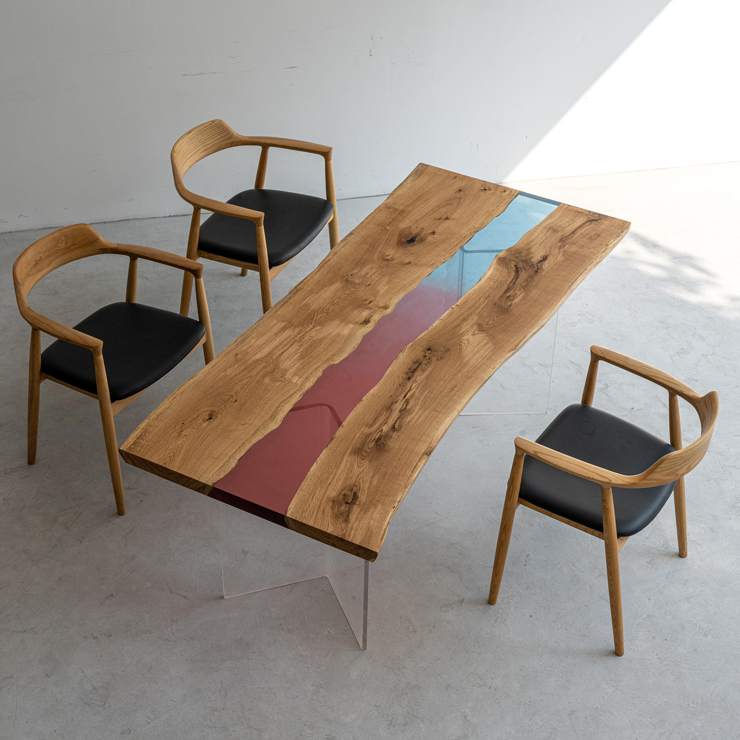 【手付金】Ever Wood ホワイトオーク製クリアテーブルトップ