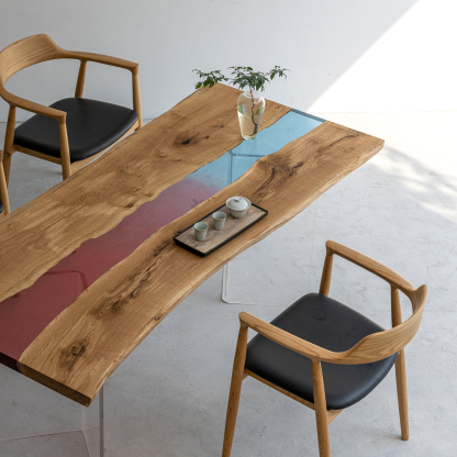 【手付金】Ever Wood ホワイトオーク製クリアテーブルトップ