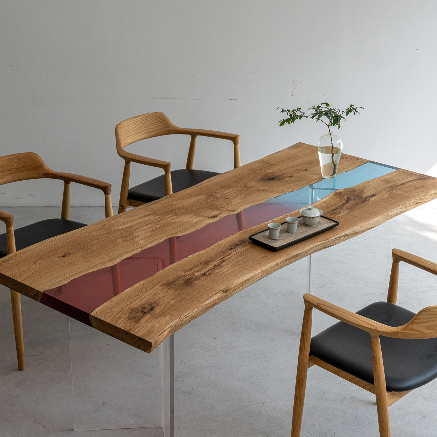 【手付金】Ever Wood ホワイトオーク製クリアテーブルトップ