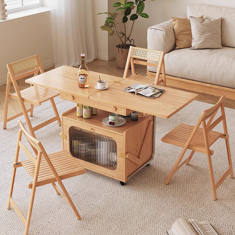 天然木移動式4WAYテーブル | 多機能で柔軟に対応する移動式家具 – CAGUUU