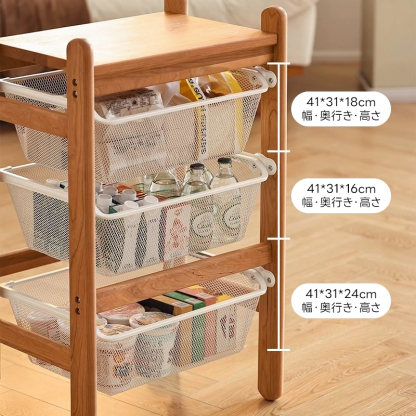 キャスター付き3段式木製ワゴン – CAGUUU