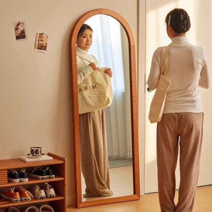 天然木アーチ型全身鏡