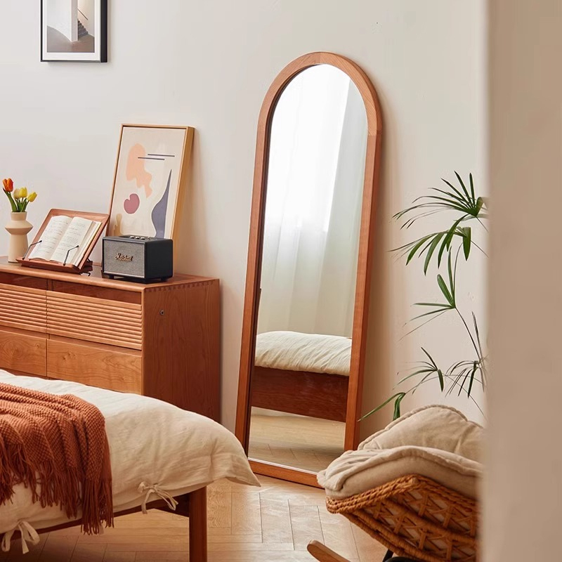 天然木アーチ型全身鏡