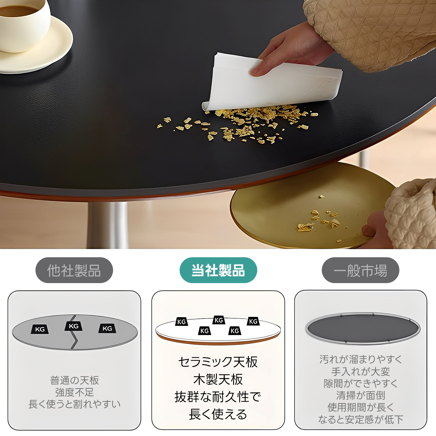 テーブル1点 CAGUUU(カグー) ツゲ材 セラミック一本脚丸テーブル ｜CAGUUU