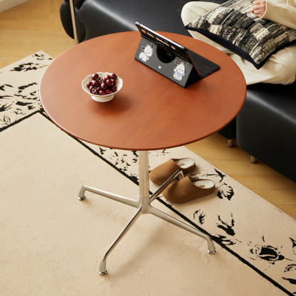 ツゲ材 木製ミニラウンドダイニングテーブル