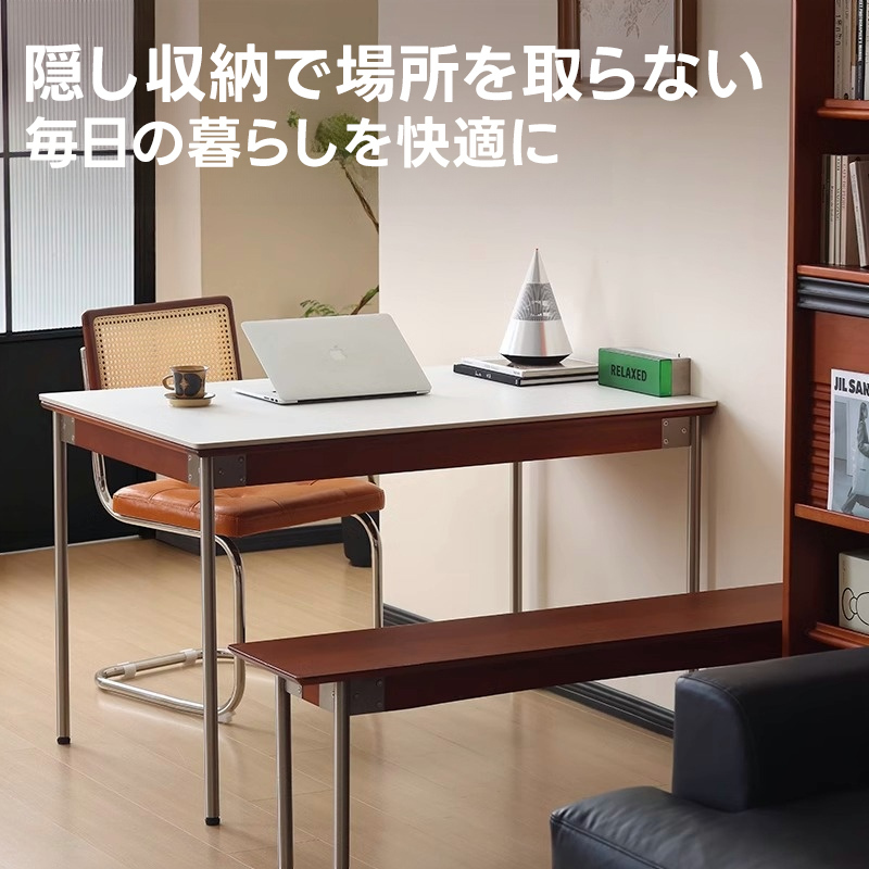 ツゲ材 伸縮式スレートダイニングテーブル