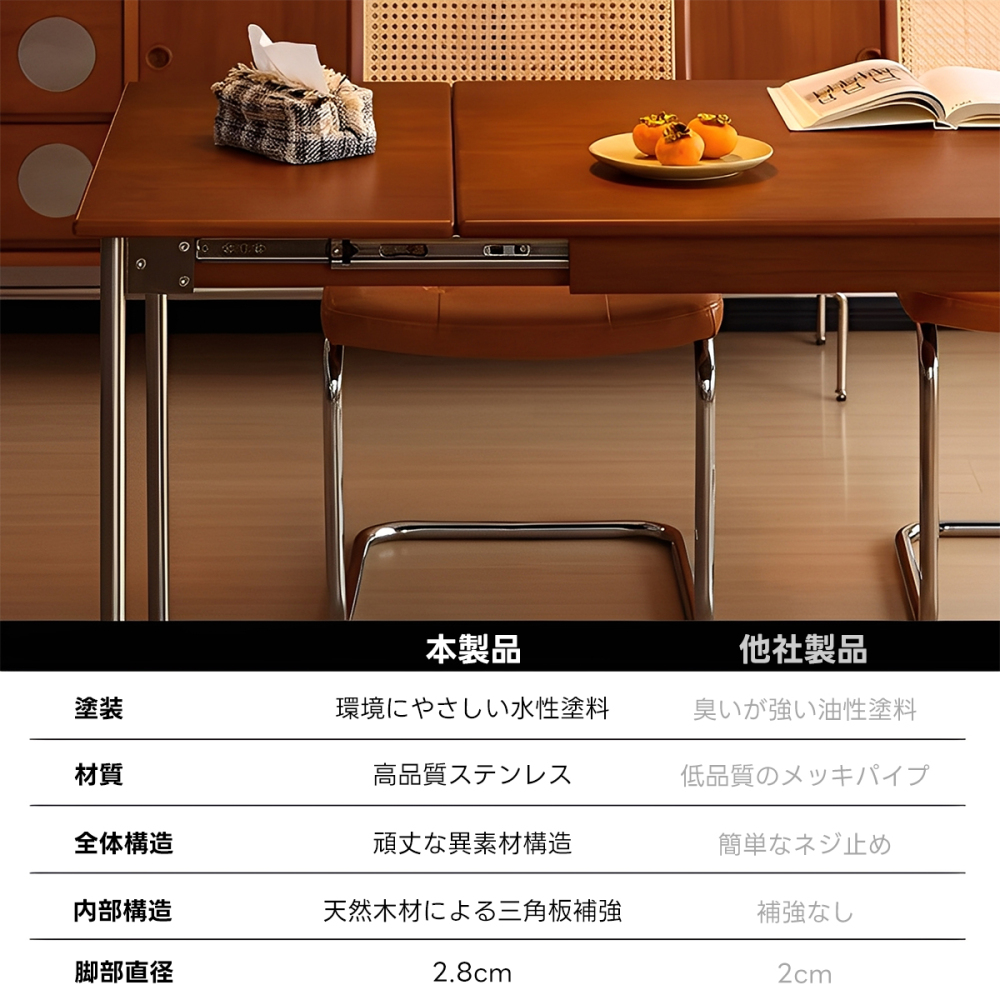 Woody Prime Vintage Box 伸縮式ダイニングテーブル【高級天然ツゲ材