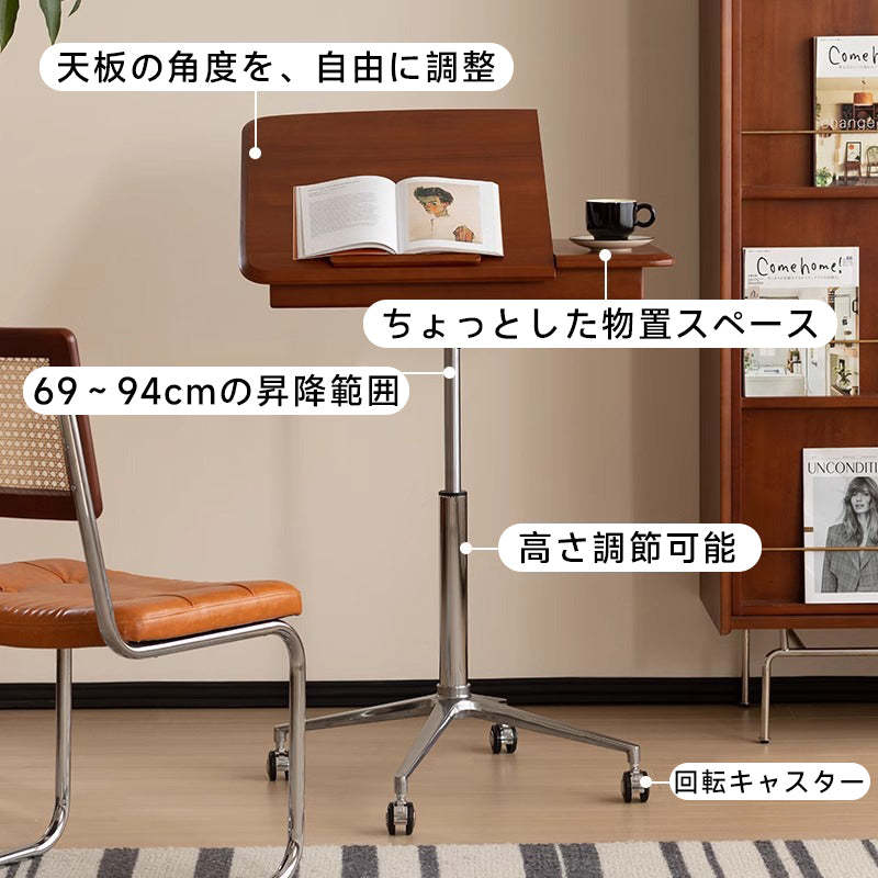 Woody Prime Vintage Box キャスター付き8cm昇降コンパクトデスク