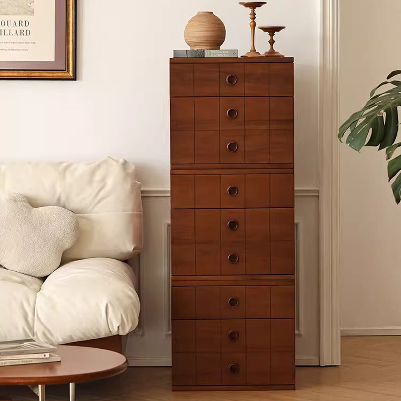 ツゲ材 クラシックデザイン多段収納キャビネット