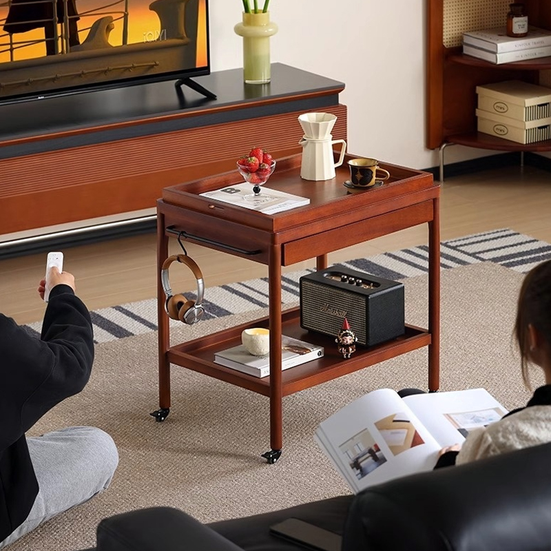 カリモク家具　昭和レトロ!! 大きな車輪が素敵な木製ワゴン　中古品 カリモク家具 昭和レトロ!! 大きな車輪が素敵な木製ワゴン 中古