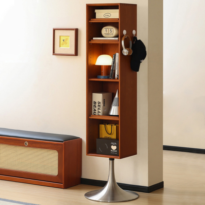 全身鏡付き木製収納ラック ツゲ材 360°回転式鏡付き収納ラック | 鏡と収納を一体化 省スペースで