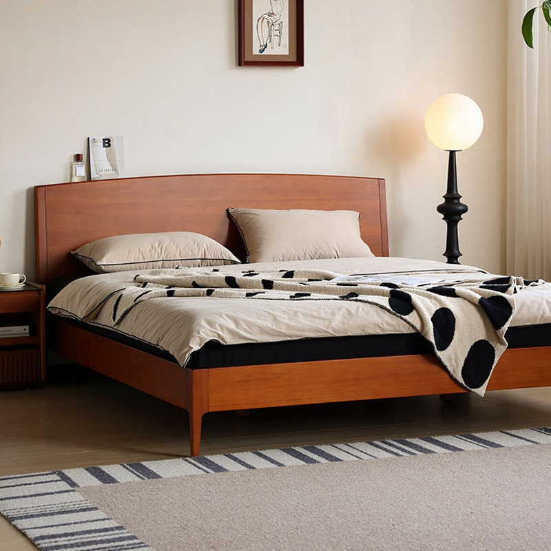 ツゲ材 アーチ型ヘッドボード木製ベッドフレーム